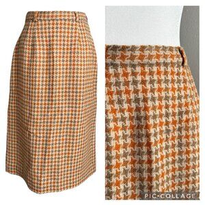 VTG 50s 60s Tweed Herringbone Wool Pencil Skirt Size 6 Small Medium Heritage